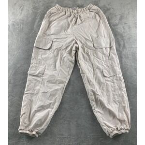Rue21 Womens XL Tan Nylon Cargo Jogger Pants Elastic Waist Utility Gorpcore